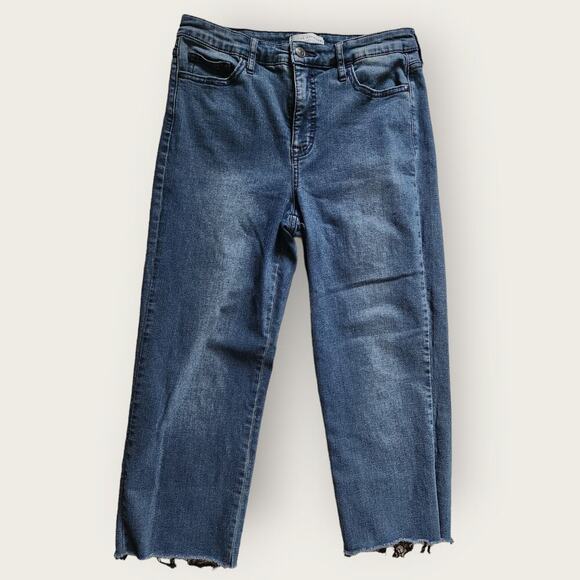 Social Standards High-Rise Women's Straight Cropped Frayed Hem Jeans Sz 10 - Picture 1 of 8